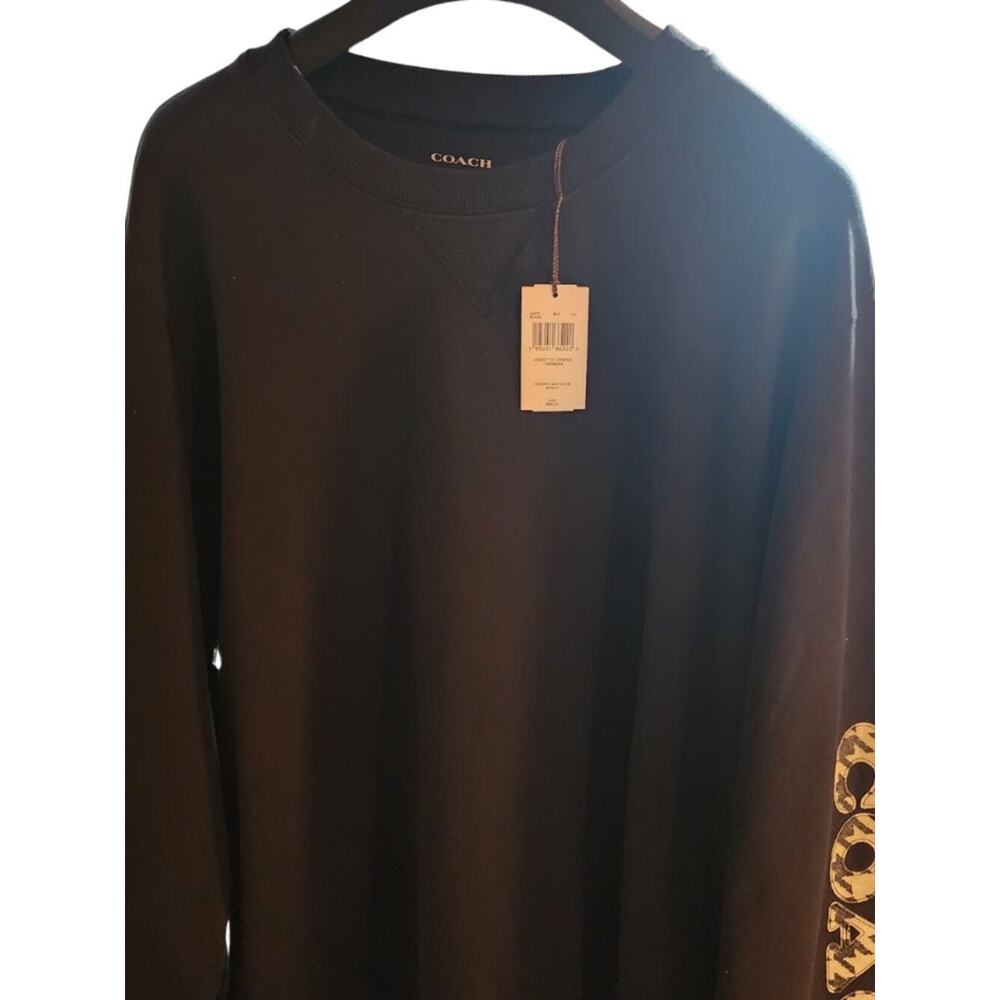 Coach Men's Size XXL Black Crewneck Sweatshirt Wild Print Sleeve Logo NWT - Picture 3 of 6